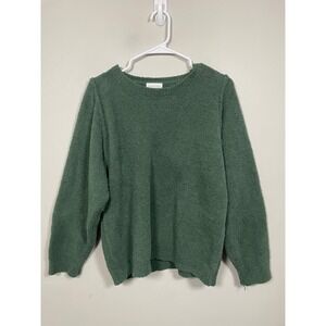 Softies Solid Marshmallow Reverse Seam Crew Neck Top In Dusty Green Size Medium